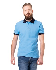 Сорочка с воротником «Поло» голубая с отделкой
